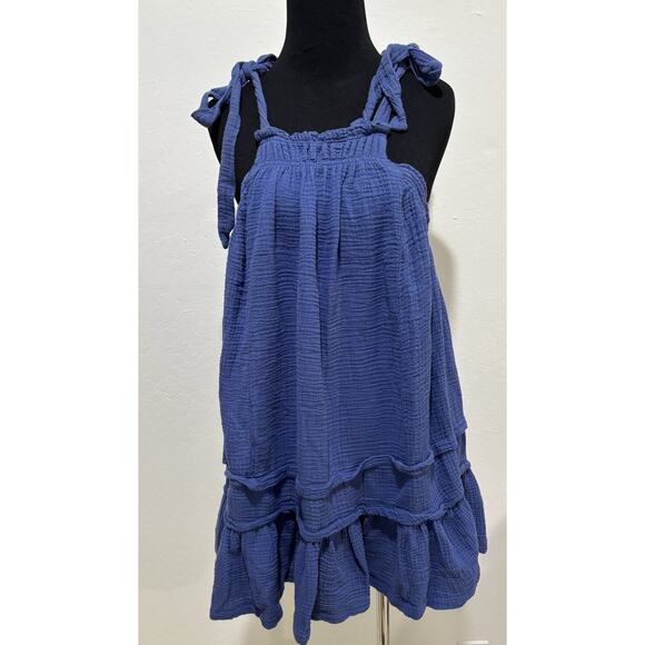 FREE PEOPLE Fleur Mini Dress Size Small in Blue - Picture 4 of 8
